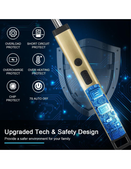 Encendedor Recargable SUPRUS Eléctrico Oro Champán Acero Inoxidable