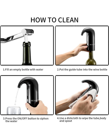 Aerador de Vino Eléctrico RICANK Negro 750ml USB