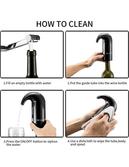 Aerador de Vino Eléctrico RICANK Negro 750ml USB