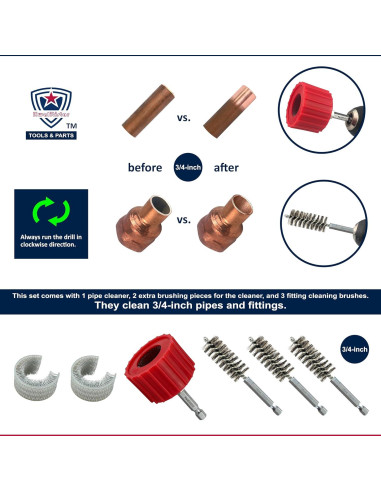 Juego de Limpiadores de Tubos de Cobre Kwalitistar 3/4"
