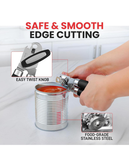 Abrelatas Manual Zulay Kitchen Acero Inoxidable Grande Negro