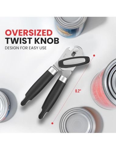 Abrelatas Manual Zulay Kitchen Acero Inoxidable Grande Negro