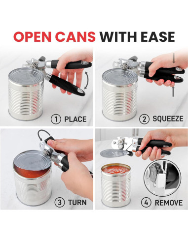 Abrelatas Manual Zulay Kitchen Acero Inoxidable Grande Negro