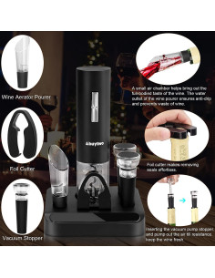 Abridor de Vino Eléctrico Abuytwo Negro Recargable 5 Segundos 2