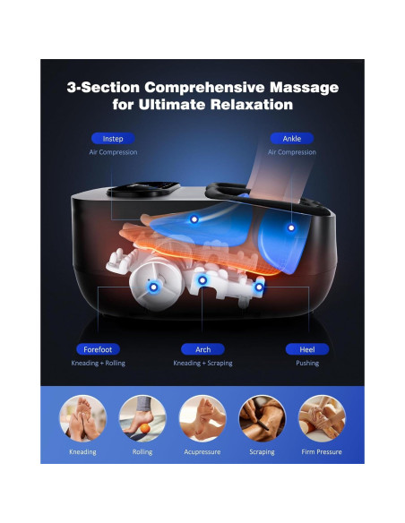 Masajeador de pies KNQZE KF9 con calor y control remoto