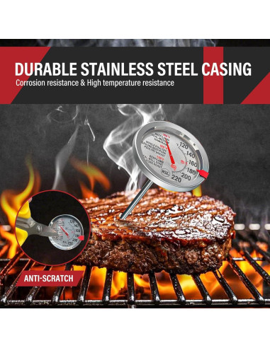 Paquete de 2 termómetros de carne acero inoxidable 2.5"