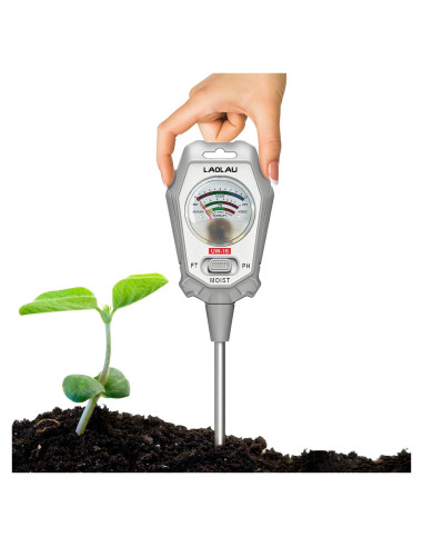 Kit de Prueba de Suelo 3-en-1 Gardenia, Medidor de pH y Humedad