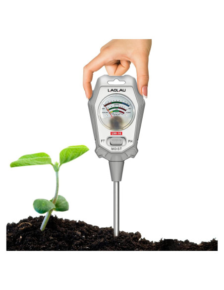 Kit de Prueba de Suelo 3-en-1 Gardenia, Medidor de pH y Humedad