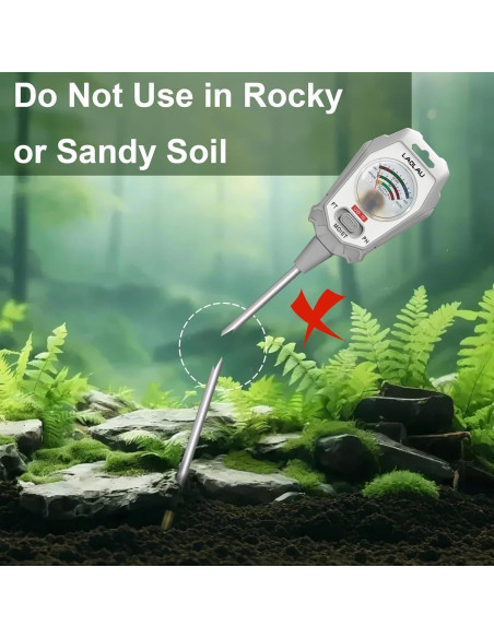 Kit de Prueba de Suelo 3-en-1 Gardenia, Medidor de pH y Humedad
