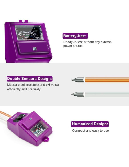 Medidor de pH del Suelo 3-en-1 Sonkir MS05 Humedad Luz