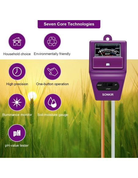 Medidor de pH del Suelo 3-en-1 Sonkir MS05 Humedad Luz