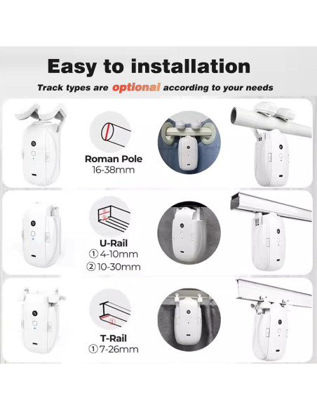 Apertura Automática Cortinas Inteligente OUGETHER - Control Remoto App, Voz, Sensor Luz
