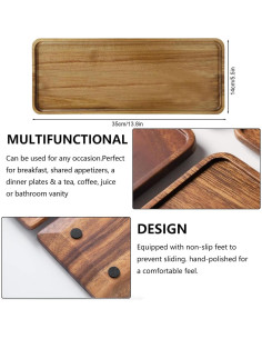 Bandeja de Servicio de Madera de Acacia Linwnil 36x14 cm 2