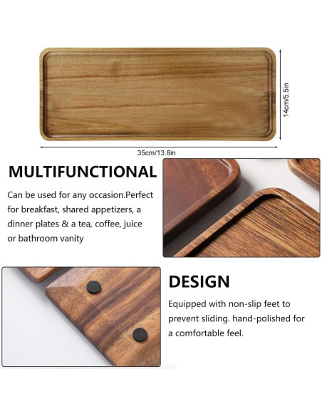 Bandeja de Servicio de Madera de Acacia Linwnil 36x14 cm
