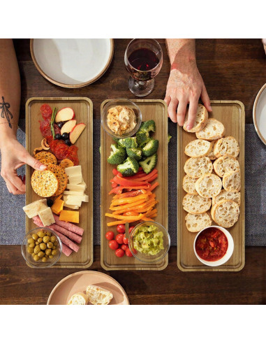 Bandeja de Servicio de Madera de Acacia Linwnil 36x14 cm