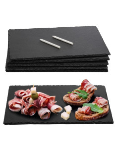 Hacaroa Tabla de Queso de Pizarra 6 Piezas 30x20 cm