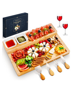 Tabla de Queso Thereye de Bambú con Cuchillos 40x28 cm