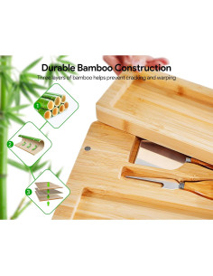 Tabla de Queso Thereye de Bambú con Cuchillos 40x28 cm 2