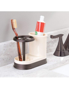 Organizador Dental mDesign Vainilla/Bronce 4 Compartimentos 2