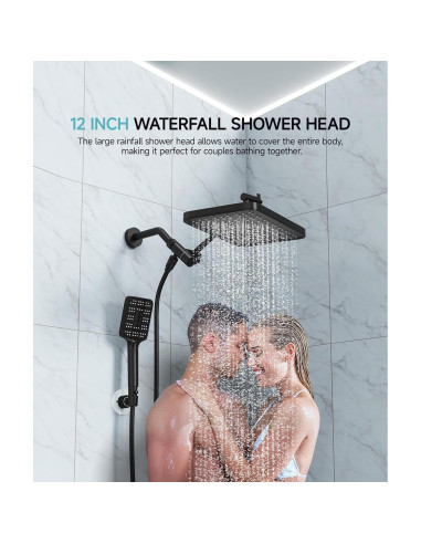 Cabezal de Ducha Alta Presión SR SUN RISE 30,48 cm Negro