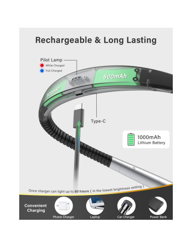 Luz de Lectura LED Vekkia para el Cuello Recargable 3 Colores