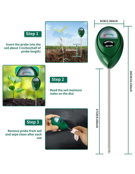 Medidor de Humedad SZHLUX 26 cm Verde para Jardinería