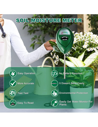 Medidor de Humedad SZHLUX 26 cm Verde para Jardinería