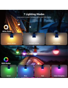 Linterna LED Recargable Lepro 7 Modos para Camping 14cm 2