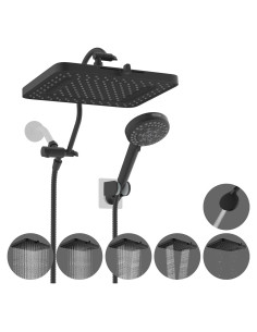 Cabezal de Ducha Hibbent 33 cm Lluvia Alta Presión 10 Modos