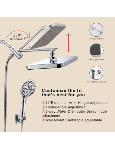Cabezal de Ducha de Lluvia GAOZHIBST 35,56 cm con Rociador de Mano