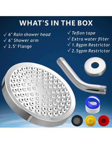 Cabezal de Ducha de Lluvia Nuodan 6" Cromo Alta Presión