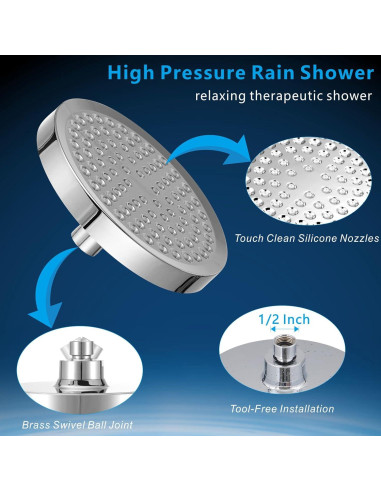 Cabezal de Ducha de Lluvia Nuodan 6" Cromo Alta Presión