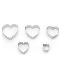 Set de 5 Cortadores de Galletas Corazón Fox Run Acero Inoxidable