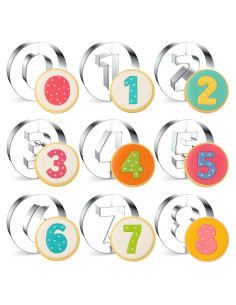 Juego de Cortadores de Galletas Números 10PCS FUSOTO Acero Inoxidable