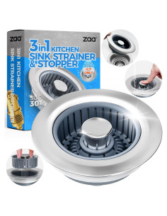 Colador de desagüe 3 en 1 ZAA de acero inoxidable 8,89 cm