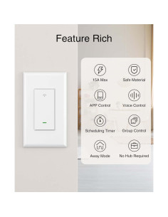 Interruptor de Luz Inteligente GHome 2 Paquete Wi-Fi 2.4G 2