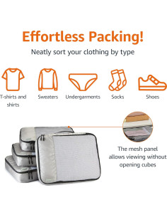 Organizadores de Equipaje Amazon Basics 4 Piezas Grande Gris 2