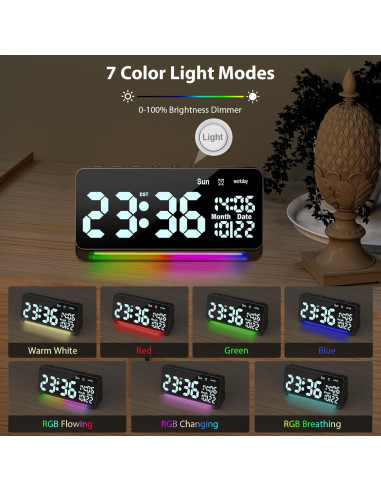 Reloj Despertador Samshow C010 Ruidoso 120dB Luz RGB