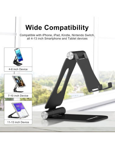 Soporte para Teléfono Móvil YoShine Ajustable Plegable Negro