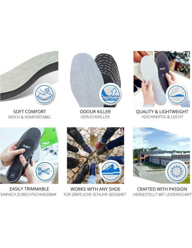 Paquete de 6 pares de plantillas Kaps Odour Stop 30 cm