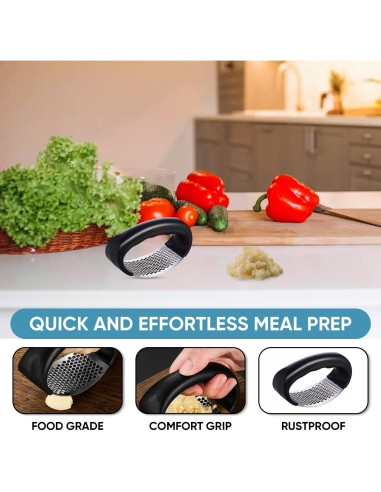 Prensa de Ajo Fourteen Homes Acero Inoxidable Negro 67g