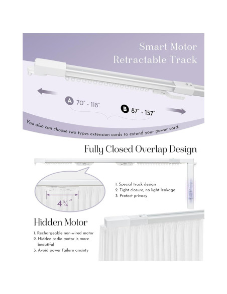 Cortina Motorizada Graywind 70-118" (178-299 cm) Inteligente