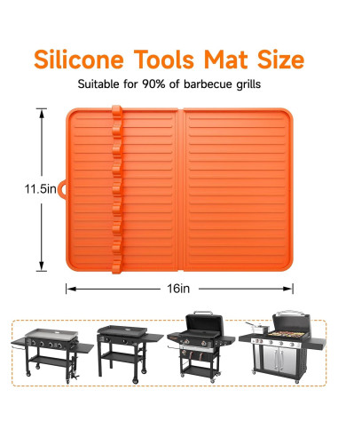 Alfombrilla de Silicona para Parrilla Sevenblue Naranja 40x29cm