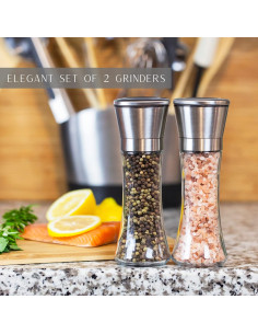Juego de Molinillos de Sal y Pimienta KIBAGA 180ml Ajustables 2