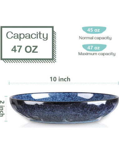 Set de 4 Cuencos de Porcelana Vicrays 25,4 cm Azul