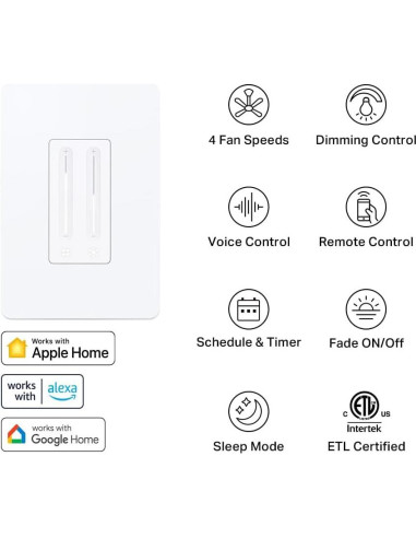 Control de Ventilador Inteligente Kasa KS240 | 4 Velocidades y Luz Ajustable