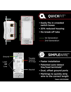 Interruptor de Luz Inteligente Enbrighten Z-Wave 700 QuickFit 2