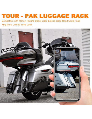 Portaequipajes Maletero Eumti Negro para Harley Touring 1984-2025