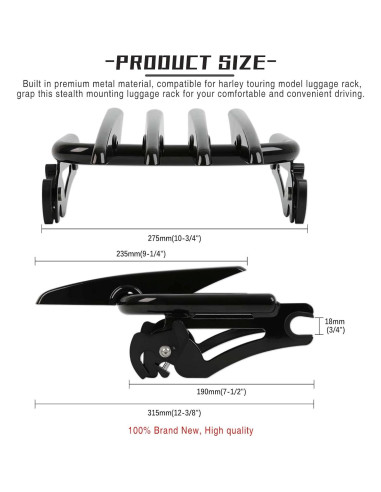 Soporte de Equipaje Desmontable DREAMIZER Negro para Harley 09-23