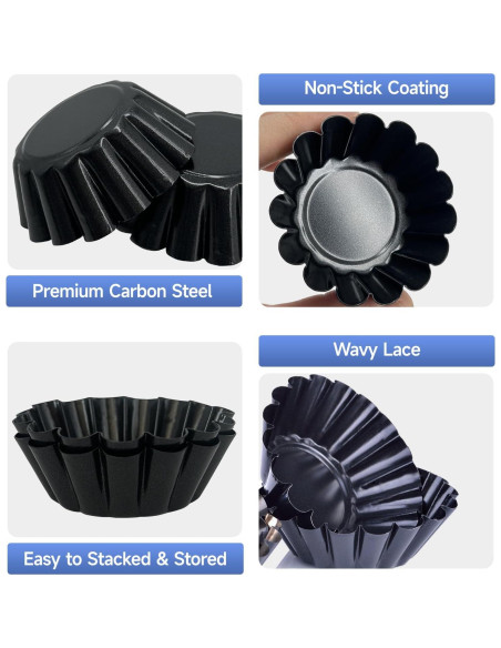 Moldes para Tartas de Huevo Urxirha 14PCS 6.6cm Antiadherentes